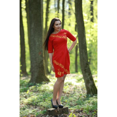 Embroidered dress "Red Dragon"
